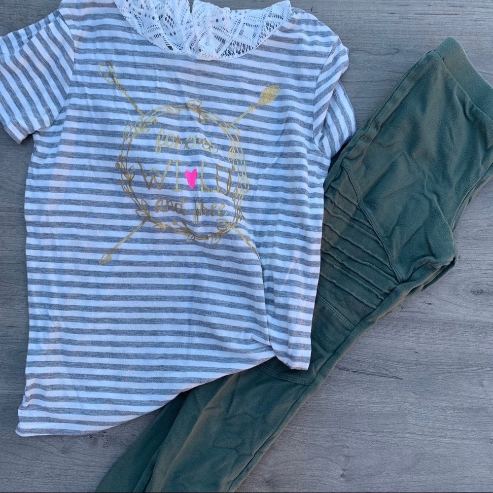 Army green motto leggings